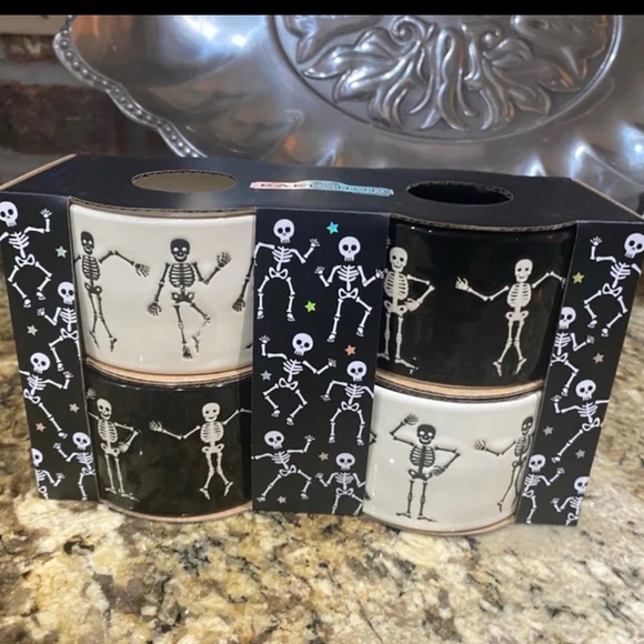 The Bakeshop Dancing Skeletons Ramekins - set of 4 Brand New - Picture 1 of 4